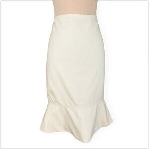 Ralph Lauren Black Label Ivory White Mermaid Flare Hem Wool Skirt NWT NEW 10